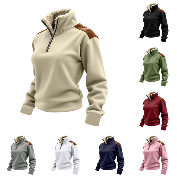 Tanghaowl Women's Sweatshirts Stylish Round Neck Printed Casual T Shirt Comfortable Outfit with Jeans and Sneakers Winter Soft Fabric Beige L