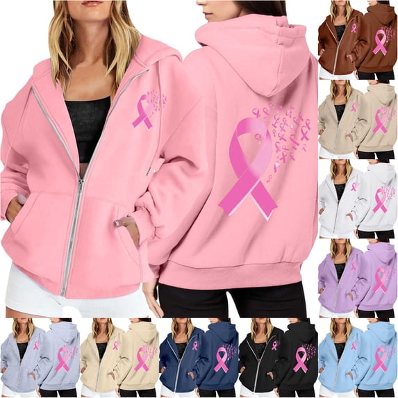Tanghaowl Women's Sweatshirts Zip Up Hoodie Pullover Long Sleeve Pocket Drawstring Casual Sweatshirt for Comfortable Winter Style Pink XXL