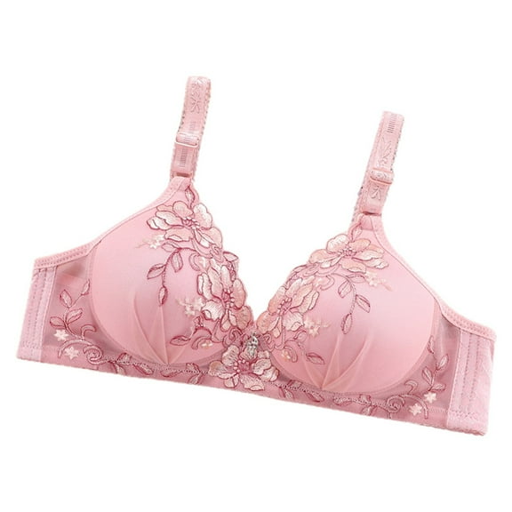 Tanghaowl Women's Thin No Underwire Bra Embroidered With A Pair Of Breathable Beauty Back Chest Gathering Bra plus Size Compression Bra