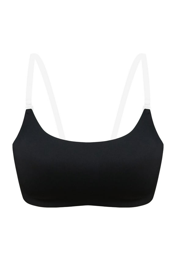 Women's Transparent Shoulder Strap Backless Underwire Bra Sports Bra Medium