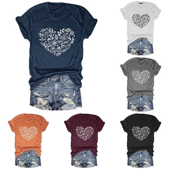 Yuhangmm Womens Halloween Shirts Casual Halloween Print Short Sleeve Tee Comfortable Stylish Top with Spooky Design Navy XL
