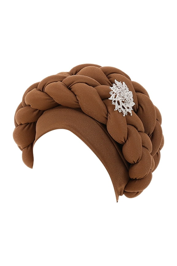 Womens Hat Fashion Women Beading Braid Hat Ruffle Cancer Wrap Cap Sleep Caps Satin Lined Hair Bonnets Pillbox Hat