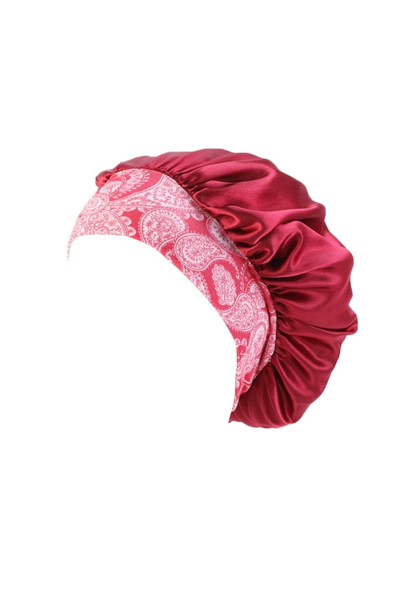 Womens Hat Fashion Women Vintage Print Beading Braid Hat Ruffle Wrap Cap Sleep Caps Satin Lined Hair Bonnets Sun Hat Bucket Hat Ladies