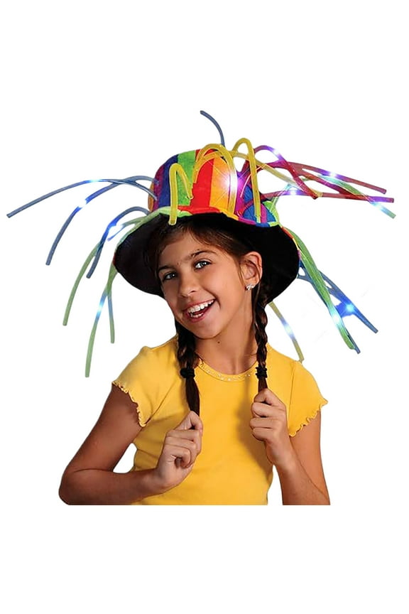 Womens Hat Funny Clown Crazy Hat With LED Lights & Hair Trapper Hat Men Large