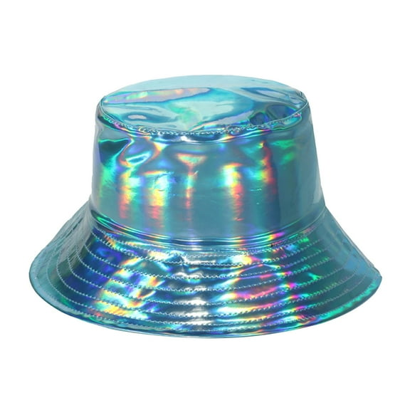 Tanghaowl Womens Hat Hop Street Gold And Silver Basin Hat For Men And Women Stage Performance Metal PU Fisherman Hat Bucket Hat Party
