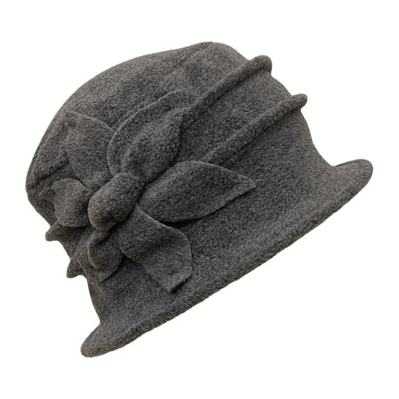 Tanghaowl Womens Hat Vintage Floral Wool Bucket Hat For Women Double Layer Fisherman Hat Elegant Winter Cap Men's Bucket Hat