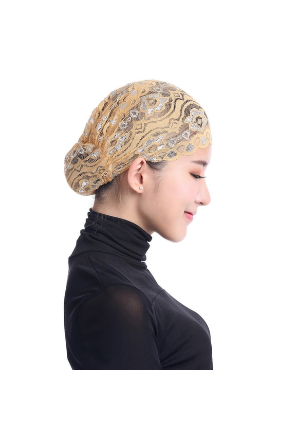 Womens Hat Women Stretch Lace Turban Hat Chemo Cap Hair Loss Head Scarf Wrap Cap Flip Back Hats
