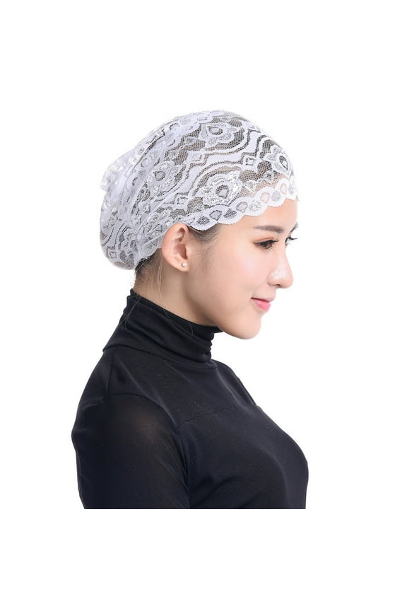Womens Hat Women Stretch Lace Turban Hat Chemo Cap Hair Loss Head Scarf Wrap Cap Flip Back Hats