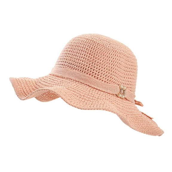 Tanghaowl Womens Hat Womens Hat Summer Sun Hat Beach Tourism Hat Ruffle Edge Bow Sun Hat Womens Hat Fedora