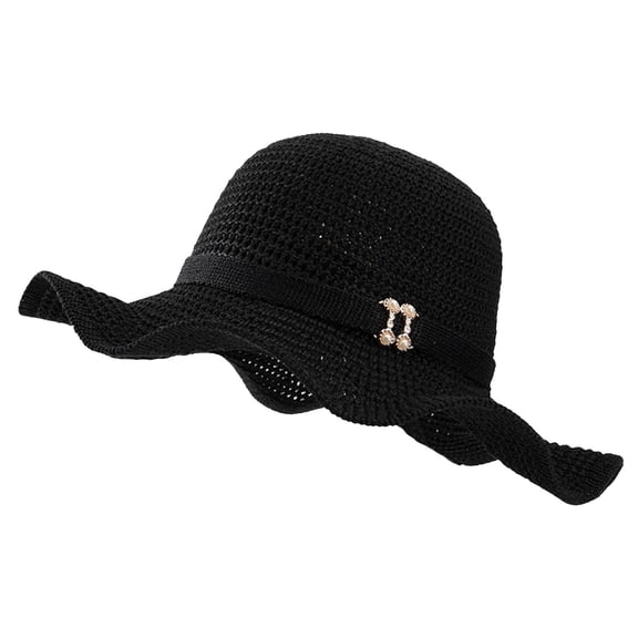Tanghaowl Womens Hat Womens Hat Summer Sun Hat Beach Tourism Hat Ruffle Edge Bow Sun Hat Womens Hat Fedora