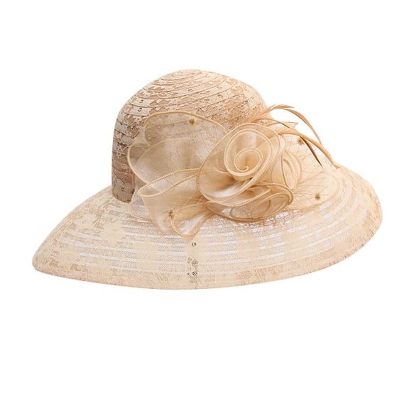 Tanghaowl Womens Hat Womens Lace Mesh Flower Large Brim Hat Childrens Summer Beach Sun Hat Fishermans Hat Bucket Hat Drinking
