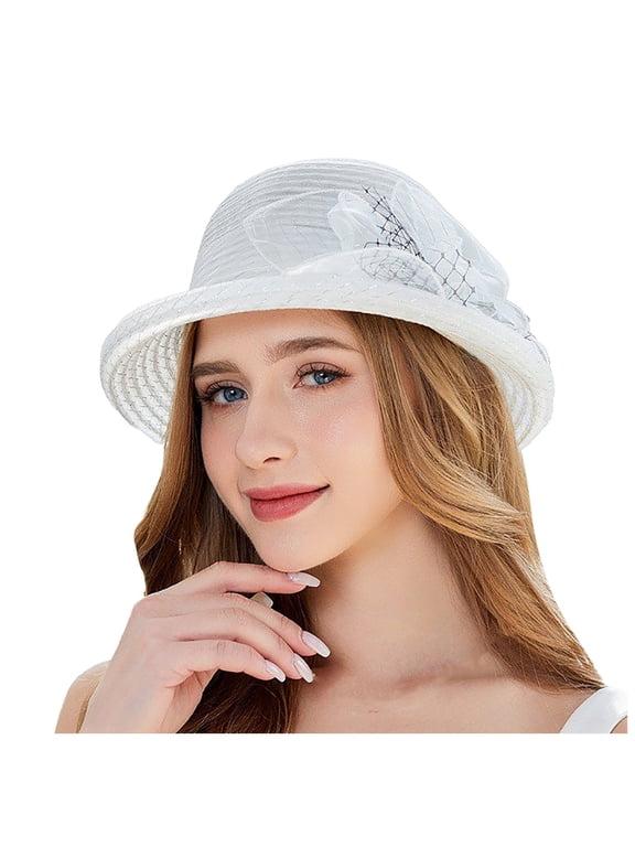 Womens Hat Womens Summer Dress Hat Wide Leaf Flower Bridal Shower Hat Sun Hats Beach Hat Sailing Trucker Hat