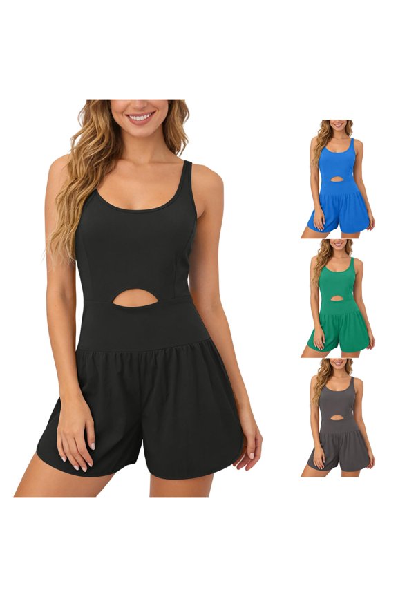 Womens Rompers for Summer Jumpsuit Bodysuit with Strappy Backless Design and Versatile Styling Black S