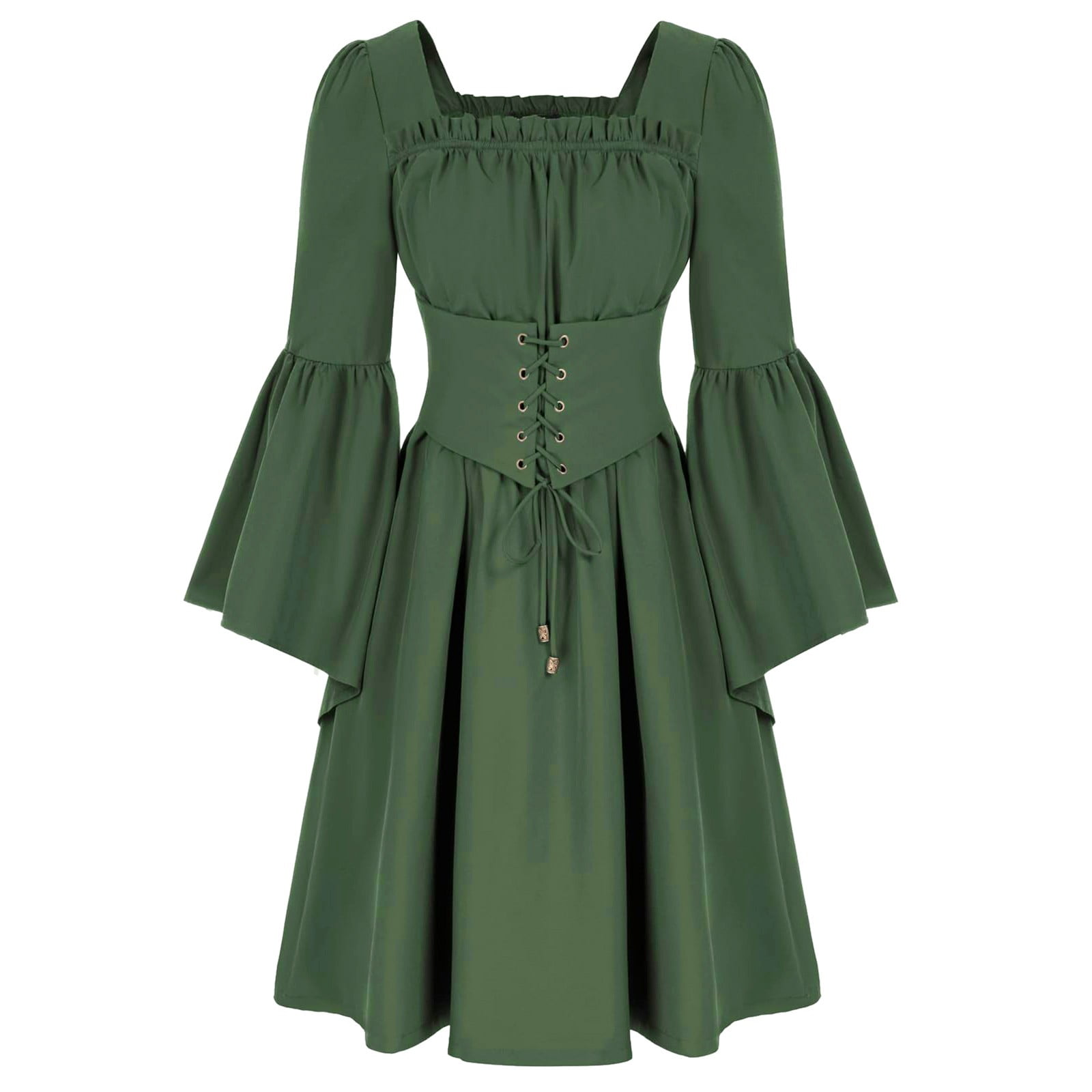 Tanghaowl Womens Soild Color Dresses Trumpet Sleeves With Belt Dress For Women Witch Clothes for Women Gothic Witchcraft - Walmart.com Tanghaowl Womens Soild Color Dresses Trumpet Sleeves With Belt Dress For Women Witch Clothes for Women Gothic Witchcraft - Walmart.com