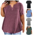 thumbnail image 1 of Tanghaowl Womens Summer Tops Plus Size Tops Versatile V Neck Solid Color Short Sleeve Pocket Relaxed Fit T Shirt for Women Red XXXXL, 1 of 5