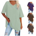 thumbnail image 1 of Tanghaowl Womens T Shirts, Ladies Basic Solid Neck Tee Casual Short Sleeve T Shirt Top For Women Light Green XXL, 1 of 5