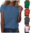 thumbnail image 1 of Tanghaowl Womens T Shirts, Women's Classic Versatile Daily Short Sleeved Solid Color Casual Round Neck Shirt Navy M, 1 of 5