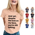 thumbnail image 1 of Tanghaowl Womens T Shirts, Womens Sarcastic Funny Sayings Novelty Graphic Tee Shirt Witty Humor Beige XL, 1 of 5