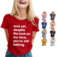 thumbnail image 1 of Tanghaowl Womens T Shirts, Womens Sarcastic Funny Sayings Novelty Graphic Tee Shirt Witty Humor Red XL, 1 of 5