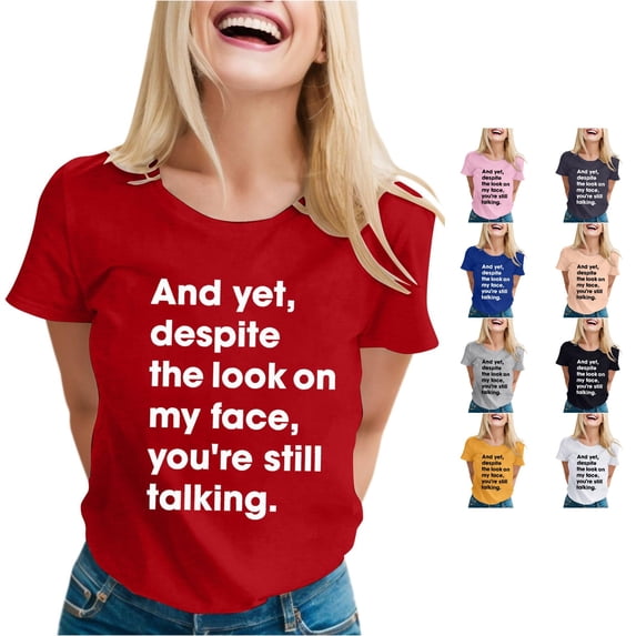 Tanghaowl Womens T Shirts, Womens Sarcastic Funny Sayings Novelty Graphic Tee Shirt Witty Humor Red XL
