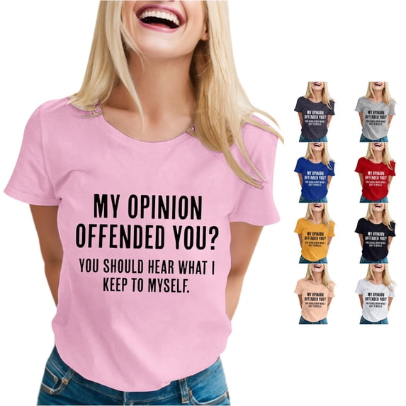 Tanghaowl Womens T Shirts, Womens Sarcastic T Shirts With Funny Sayings Novelty Graphic Tees For Women Pink M