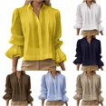 thumbnail image 1 of Tanghaowl Womens Tops Casual, Summer Casual Loose Fit Pleated Solid Blouse Top for Women Wear Yellow XXXL, 1 of 5