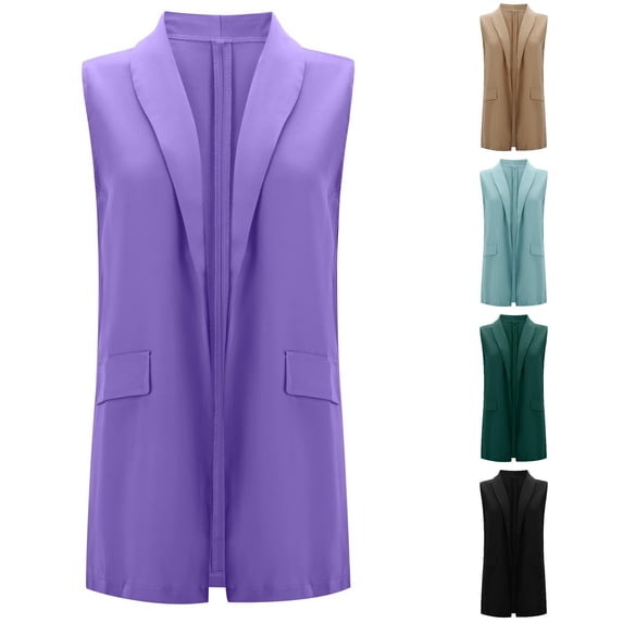 Tanghaowl Womens Vests Lightweight, Women Fashion Long Buckle Casual Temperament Sleeveless Riding Heart Vest Outerwear Purple S
