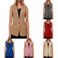 thumbnail image 1 of Tanghaowl Womens Vests Lightweight, Women's Casual Sleeveless Open Front Vest For Business Daily Outerwear Spring Autumn Khaki S, 1 of 4