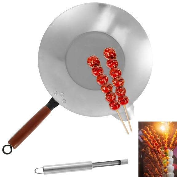 Tanghulu Sugar Pan Sugar Dipping Pan Cast Iron Grilling Wok Melt Pan with Handle Metal Cookware Woks & Stir-fry Pans Glass Pots for Cooking on Stove Candies Melting Pot Appliance Heavy