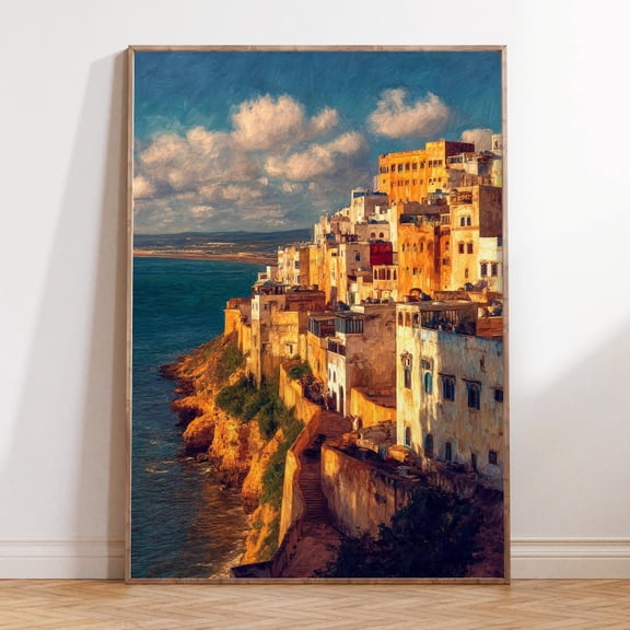 Tangier Morocco Travel Scenery City Wall Art Print V5, Unframed Paper Print Size 8x12