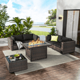 thumbnail image 1 of Tangjeamer 6 PE Rattan All Weather Outdoor Conversation Sets with Sofas and Table, Black, 1 of 8