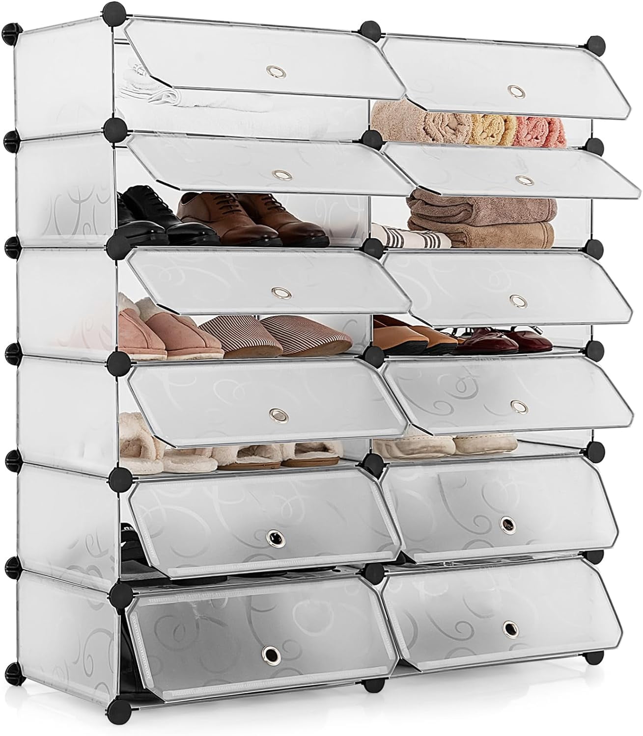 Tangkula 12-Cube Shoe Rack Organizer, DIY Cubes Storage Cabinet ...