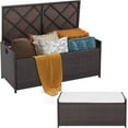 Tangkula 34 Gallon Outdoor Storage Bench with Seat Cushion, Patio Mix