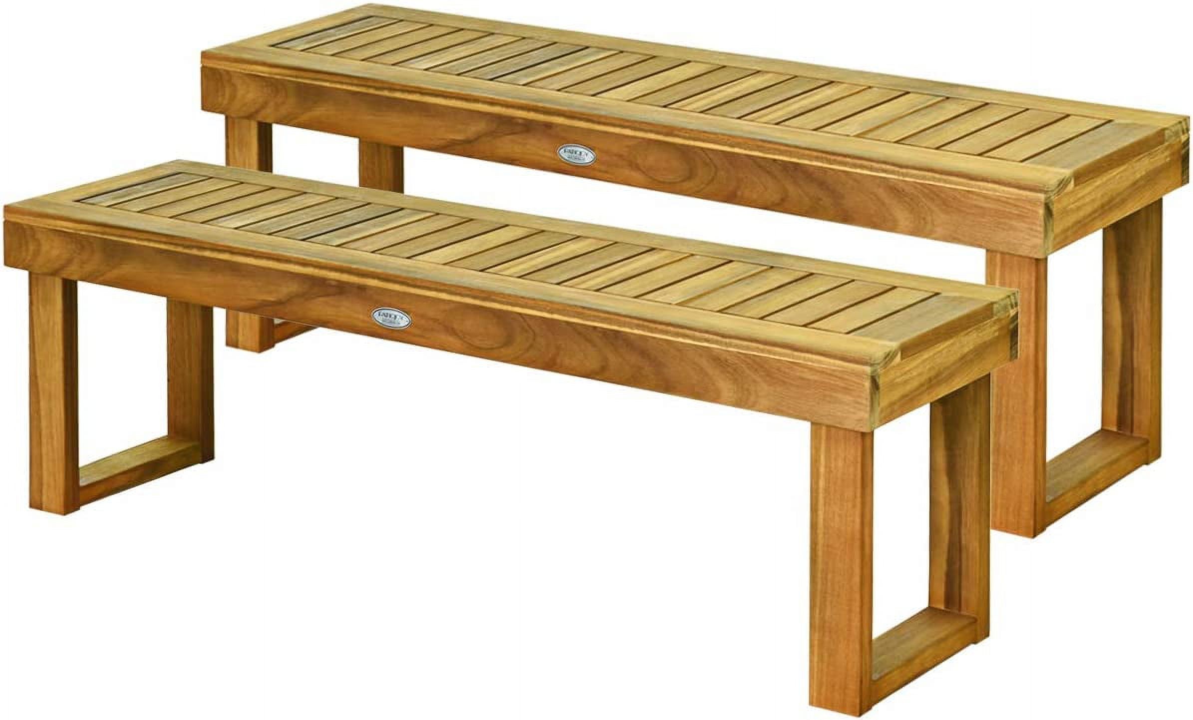 Tangkula 52 Inches Acacia Wood Outdoor Bench, Wood Bench for Dining