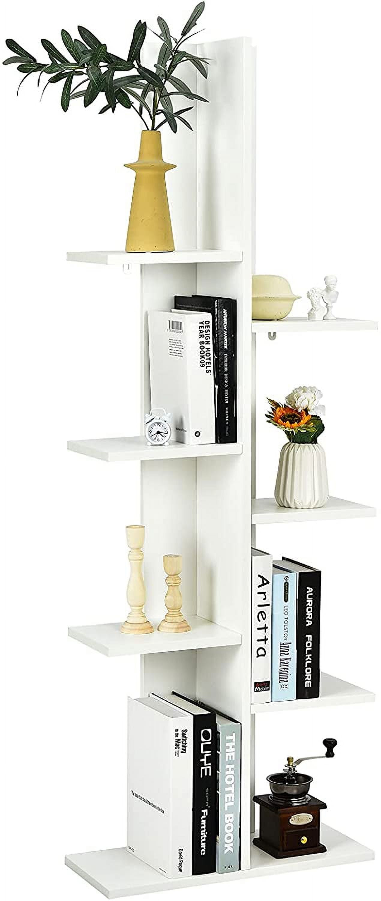 Tangkula 8 Shelf Bookshelf, Wood Tree Bookcase with 8 Book Shelf, 20 x ...