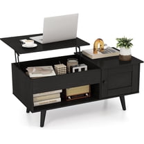 Tangkula Lift Top Coffee Table with Storage, Living Room Table with Hidden Compartment, Cabinet & Open Shelf, Flip Top Center Table, Pull up Coffee Table for Home, Office (Black)