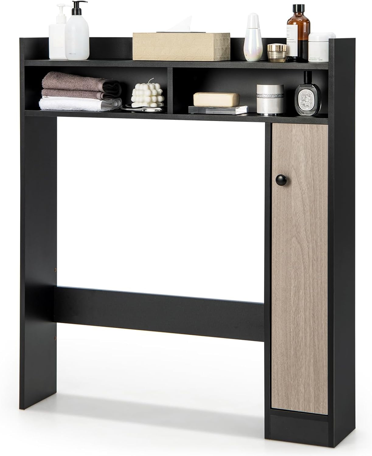 Tangkula Over The Toilet Storage Freestanding Bathroom Space Saver w/ 2 Adjustable