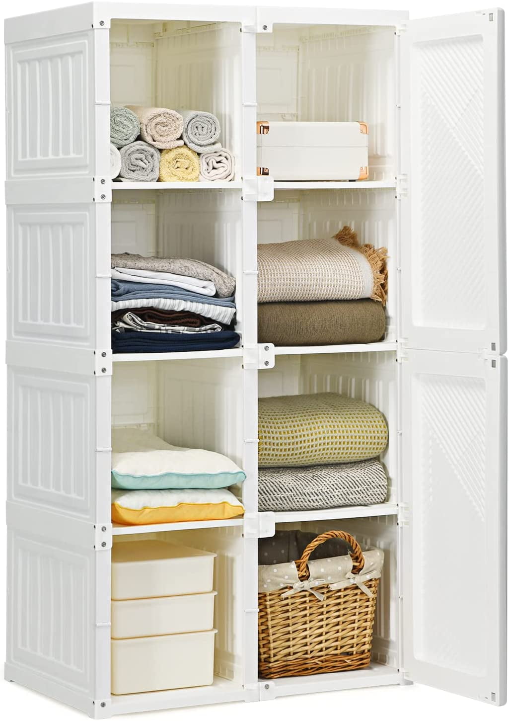 Tangkula Portable Closet Wardrobe, Foldable Clothes Organizer with