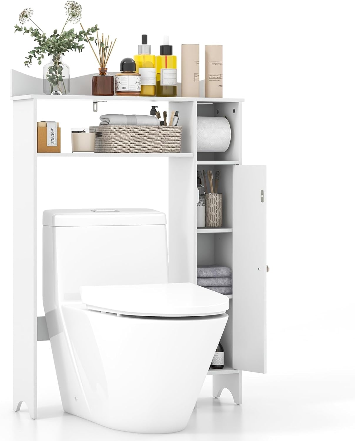 Tangkula Over The Toilet Storage Cabinet, Bathroom Organizer w/Toilet ...