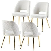 Tangkula Upholstered Home Chair Hollow-Back Set of 4 Beige