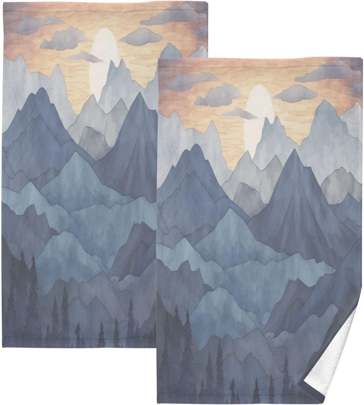 Tangkunup Blue Mountain Towels 2 Piece Cotton Hand Towels, Highly