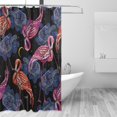 Tangkunup Flamingos Moon Night Curtain Liner, Fabric Shower Curtain