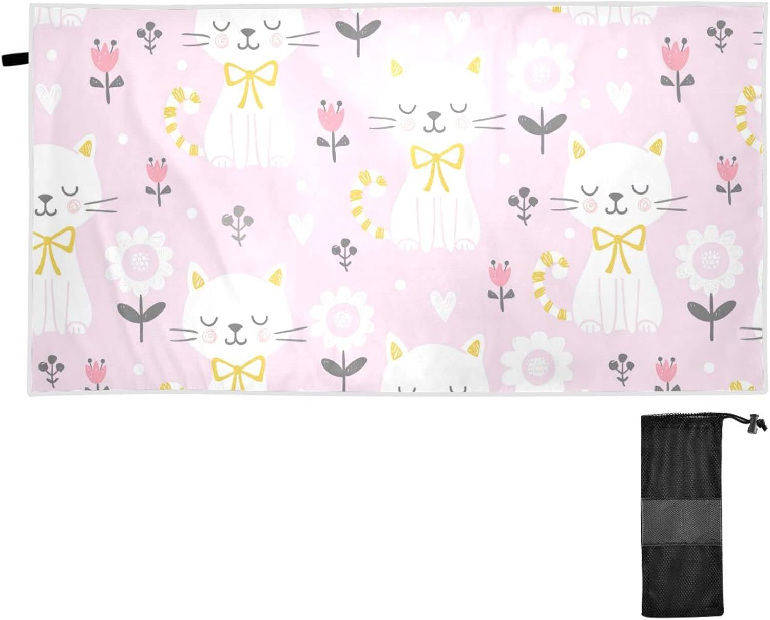Tangkunup Quick Dry Beach Towel Large 30" x 60", Cute Cat Packable