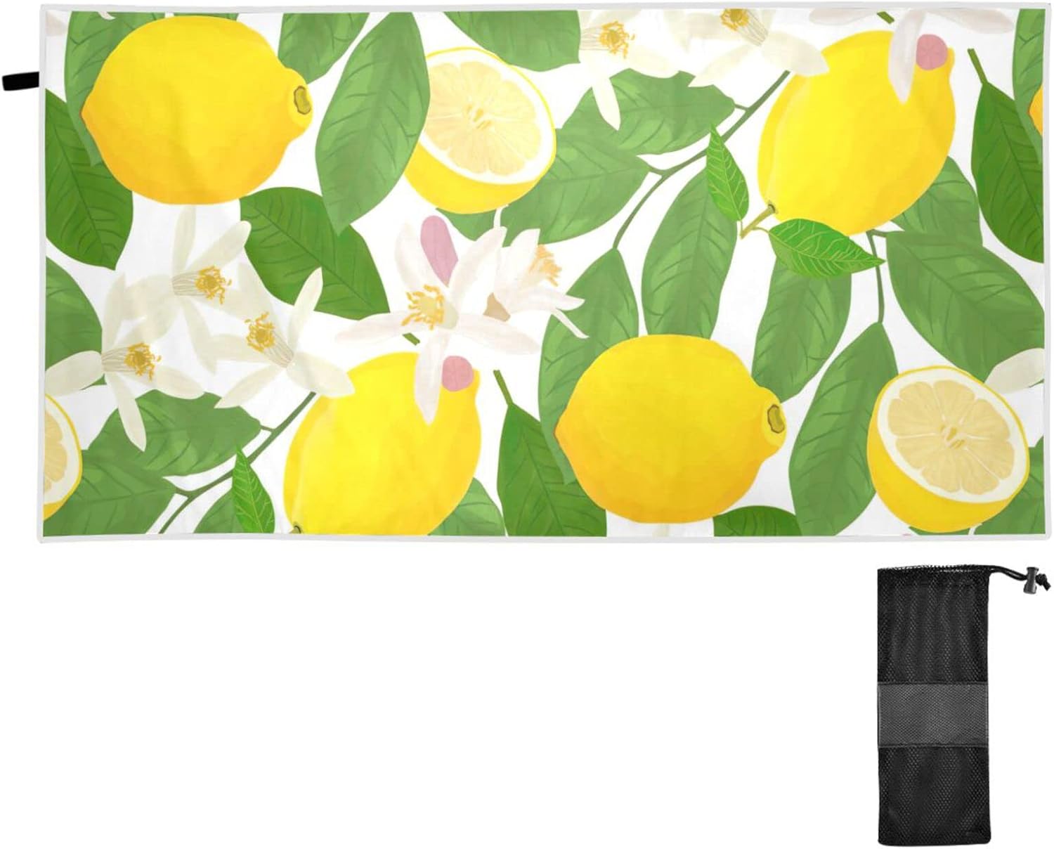 Tangkunup Quick Dry Beach Towel Large, 30" x 60", Lemon Fruit Packable