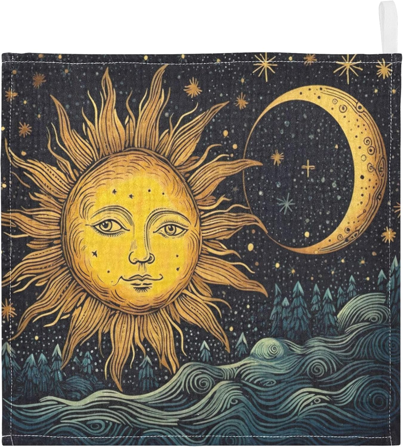 Tangkunup Sun and Moon Baby Washcloths 12 X 12 Inch, Muslin Cotton Soft