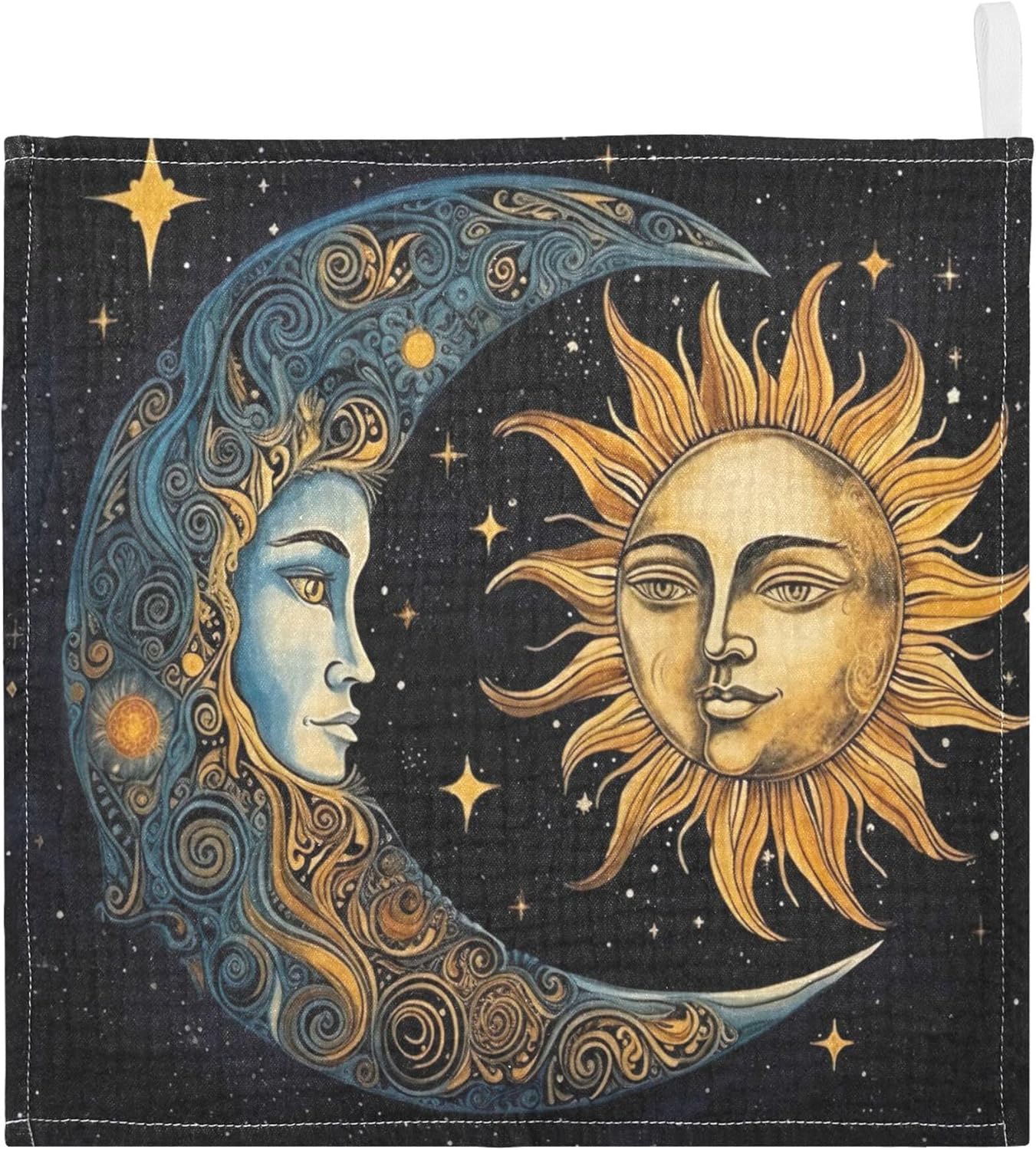 Tangkunup Sun and Moon Baby Washcloths 12 X 12 Inch, Muslin Cotton Soft