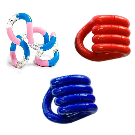 Tangle Brand Twister Fidget Toys 3 Pack, Pink Blue Clear, Red, Blue
