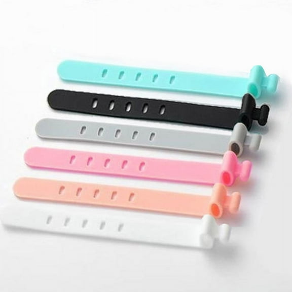 Tangle-Free, Organized Tech with 6-Pack Silicone Strap Organizer: Durable, Portable & Stylish Solution for Earphones, Chargers & Data Cables!