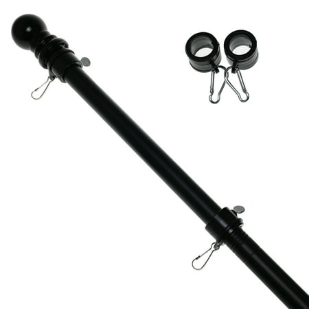 Tangle Free Spinning Flag Pole 6FT Flagpole Kit for American Flag Stainless Steel Flag Pole for Outside House Truck Garden Yard Residential or Commercial(Black No Bracket)