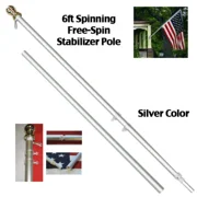 Tangle Free Spinning Flag Pole Aluminum 6FT Two Piece Design Durable R t Free